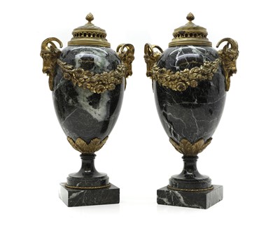 Lot 190 - A pair of marble and ormolu cassolettes