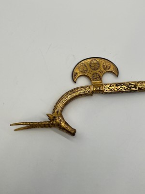 Lot 221 - An Indian Deccan ceremonial koftgari axe