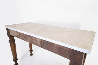 Lot 214 - A Victorian baronial oak and marble-topped hall table