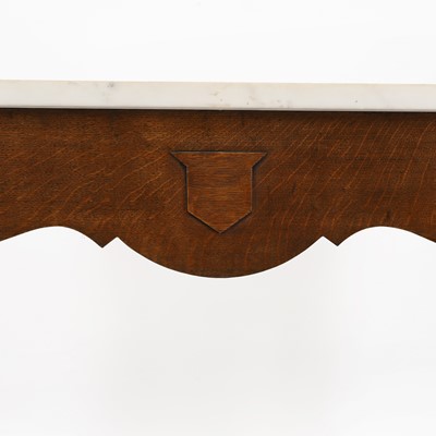 Lot 214 - A Victorian baronial oak and marble-topped hall table