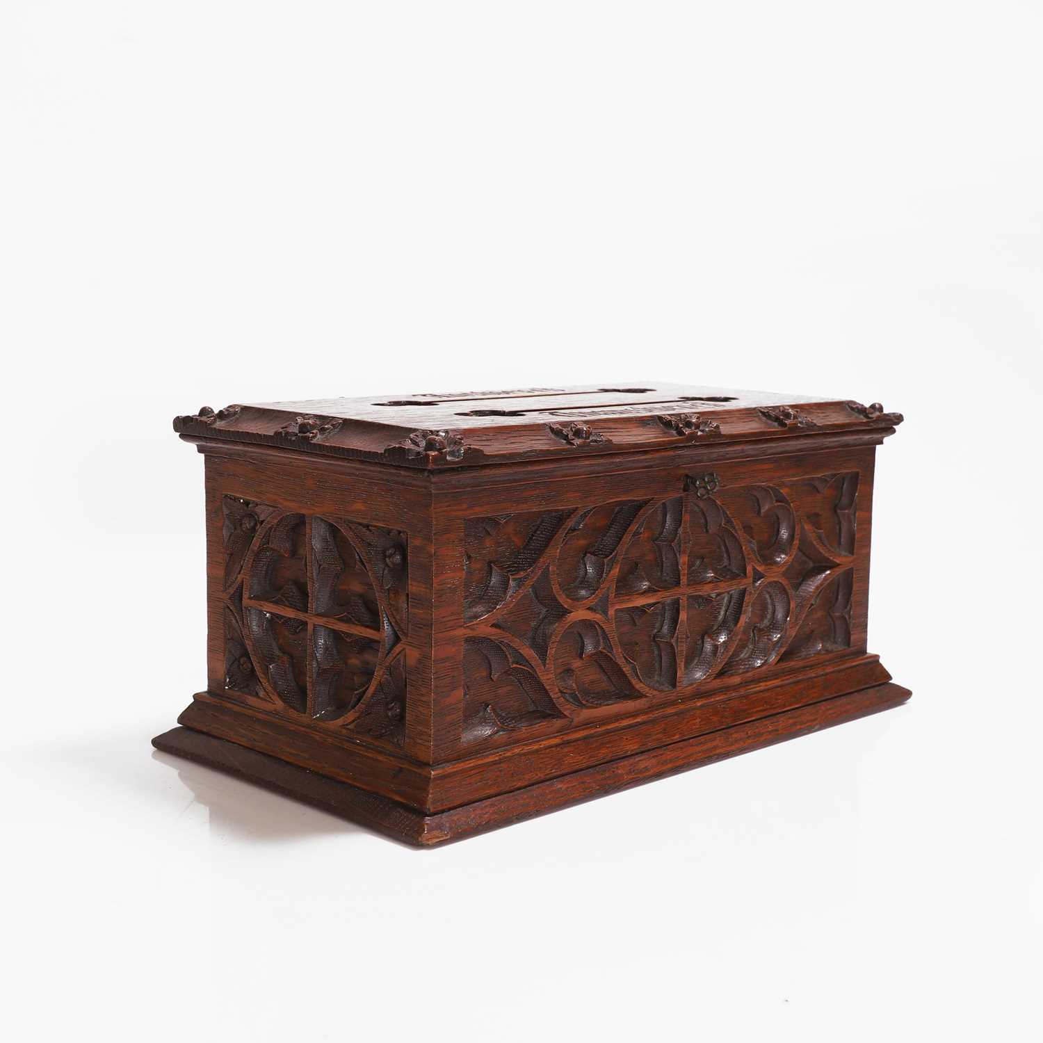 Lot 113 - A Victorian carved oak letter box