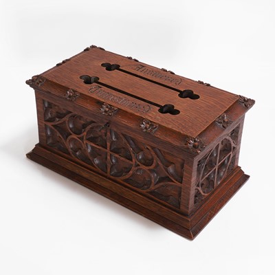 Lot 113 - A Victorian carved oak letter box