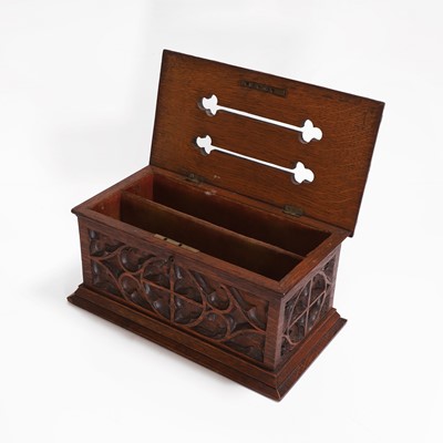 Lot 113 - A Victorian carved oak letter box