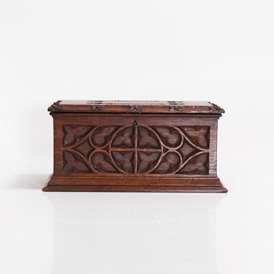 Lot 113 - A Victorian carved oak letter box
