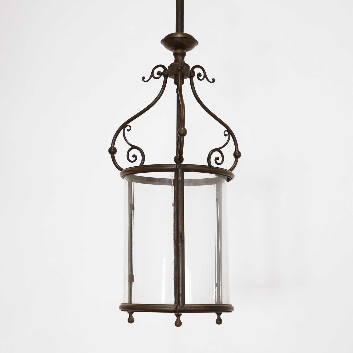 Lot 210 - A brass hall lantern