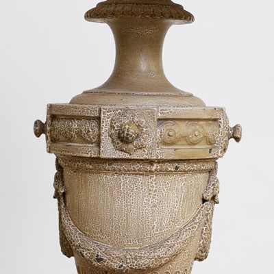 Lot 120 - A pair of painted slate table lamps