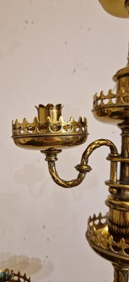 Lot 87 - A pair of large Gothic-style brass candelabra