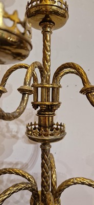 Lot 87 - A pair of large Gothic-style brass candelabra