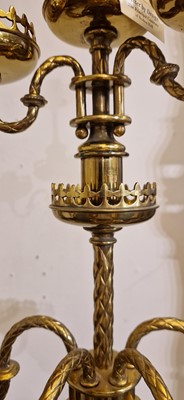 Lot 87 - A pair of large Gothic-style brass candelabra