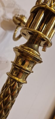 Lot 87 - A pair of large Gothic-style brass candelabra