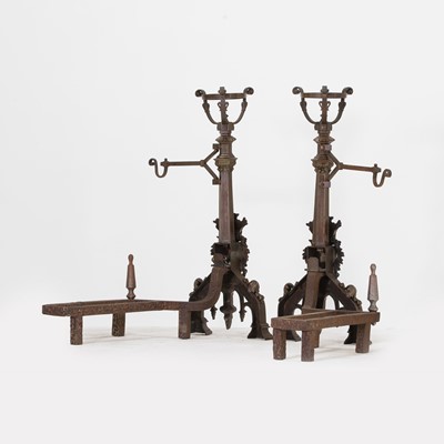 Lot 125 - A pair of large Gothic andirons