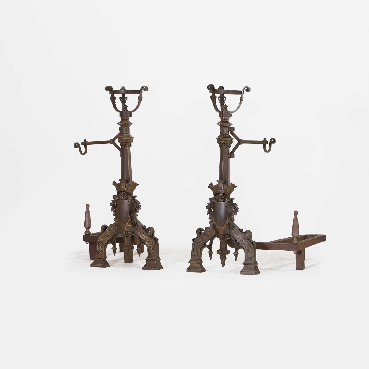 Lot 125 - A pair of large Gothic andirons