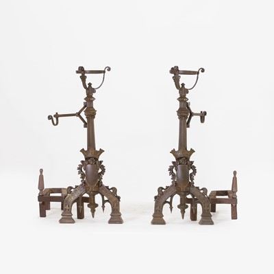 Lot 125 - A pair of large Gothic andirons