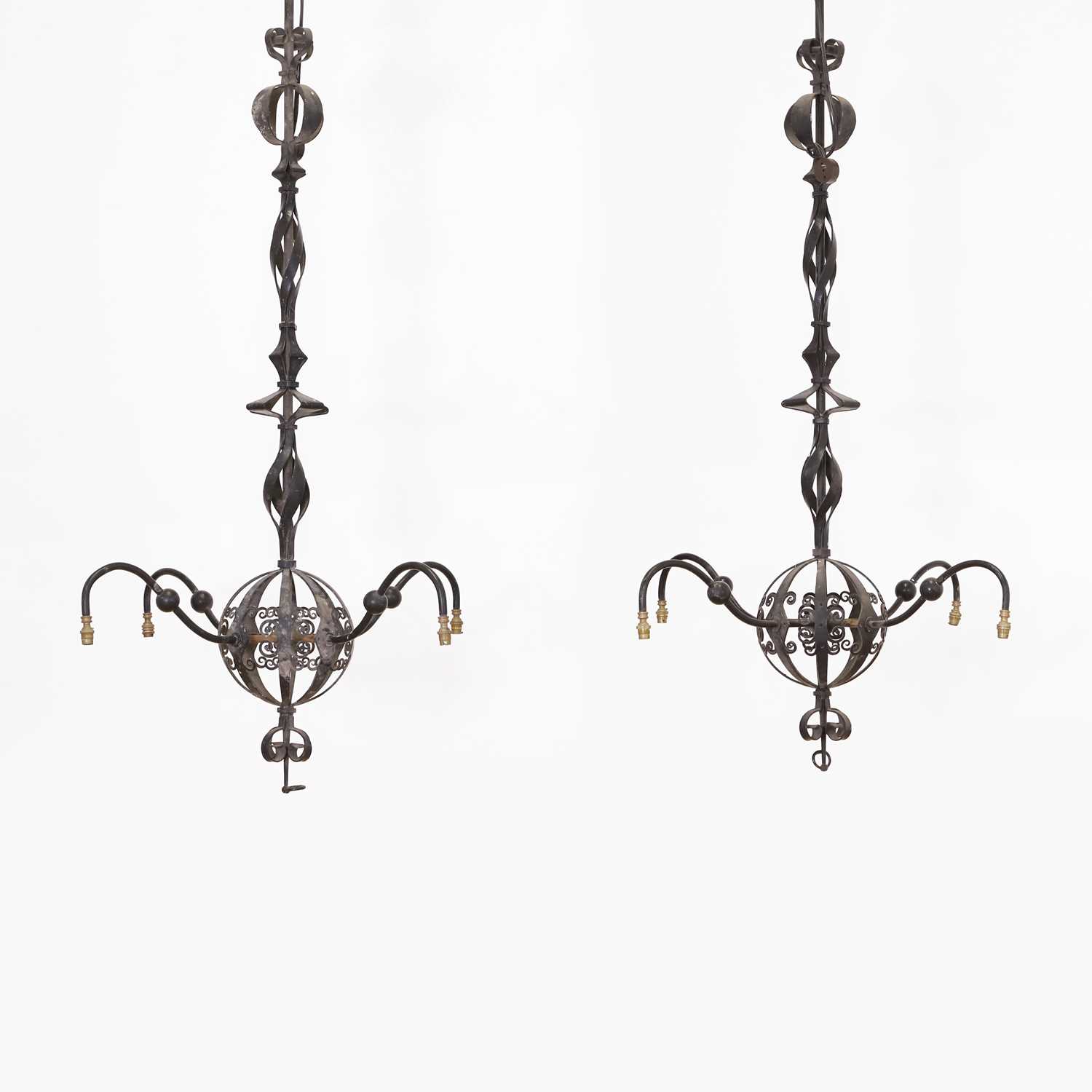 Lot 321 - A pair of wrought-iron ceiling lights