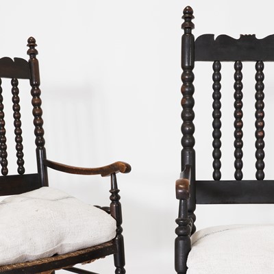 Lot 161 - A pair of beechwood elbow chairs