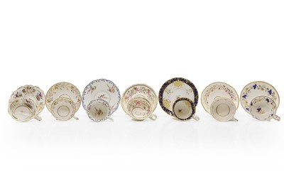 Lot 224 - A group of fourteen Davenport porcelain teacups and saucers