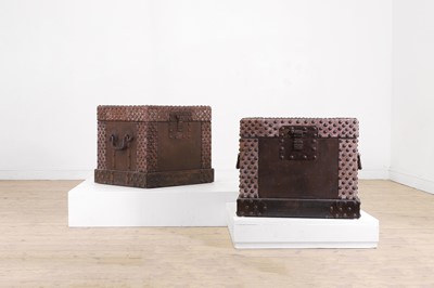 Lot 235 - A pair of studded wooden chests