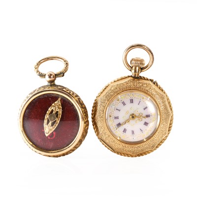 Lot 36K - A ladies' fob watch and a locket pendant