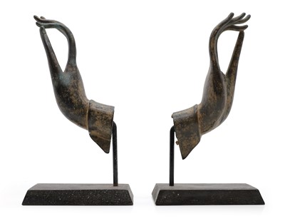 Lot 283 - A pair of patinated bronzed hands