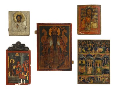 Lot 244 - A group of five Orthodox icons