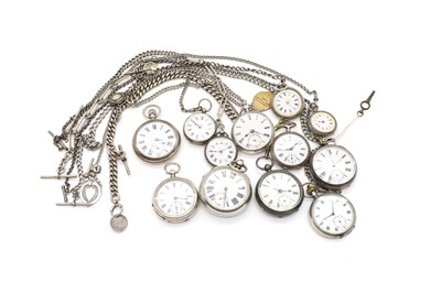 Lot 2 - A group of twelve silver pocket and fob watches