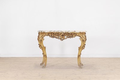 Lot 209 - A Louis XV-style carved giltwood console table