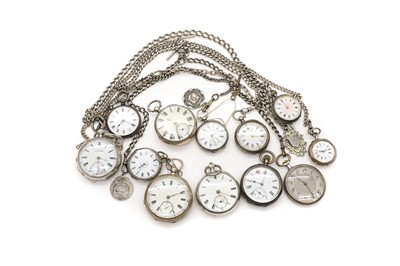 Lot 27 - A group of twelve silver pocket and fob watches