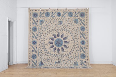 Lot 199 - A wool embroidered suzani-style carpet