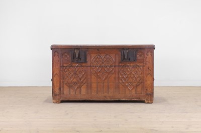 Lot 583 - A Gothic oak coffer