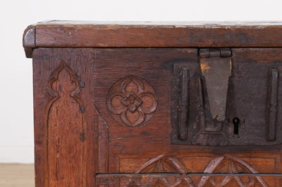 Lot 583 - A Gothic oak coffer