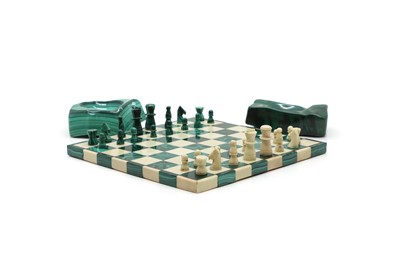 Lot 362 - A malachite and soapstone chess set