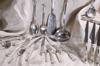 Lot 412 - A composed group of George IV and later silver flatware