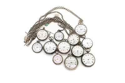 Lot 39 - A group of twelve silver fob and pocket watches