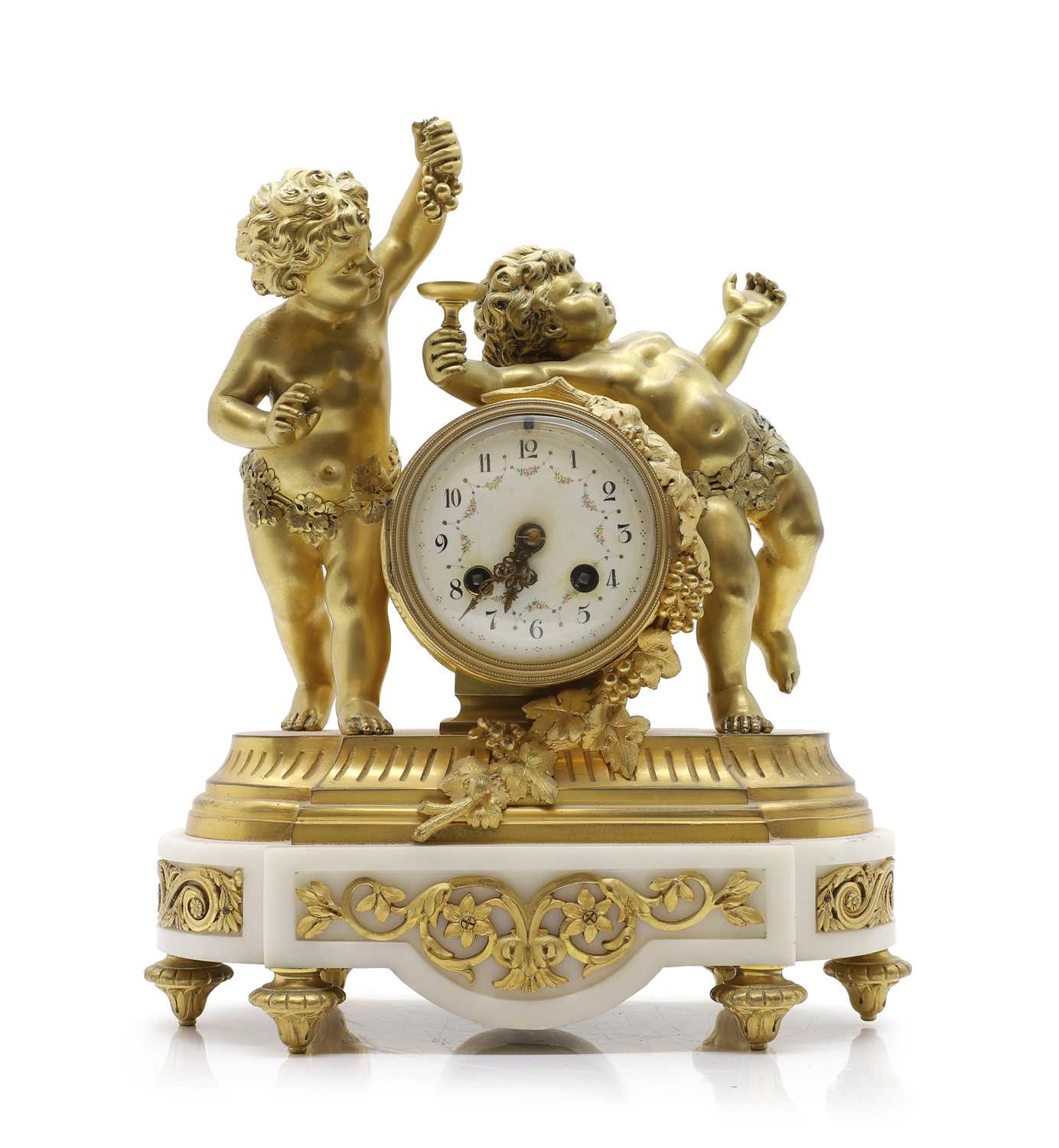 Lot 243 - A French ormolu mantel clock