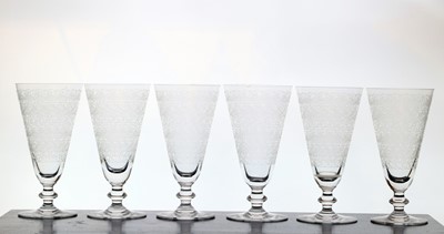 Lot 153 - A set of ten Baccarat 'Rohan' pattern glass champagne flutes