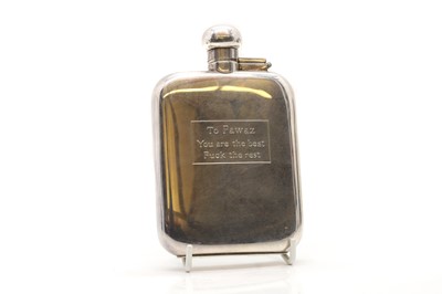 Lot 3 - A large silver hip flask