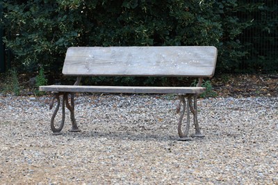 Lot 744 - A cast iron garden 'serpent' bench