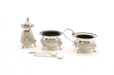 Lot 10 - An Indian silver cruet set