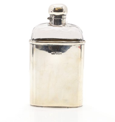 Lot 26 - A silver mounted cut glass spirit flask