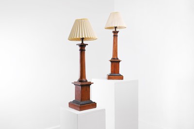 Lot 330 - A pair of scumbled wooden table lamps