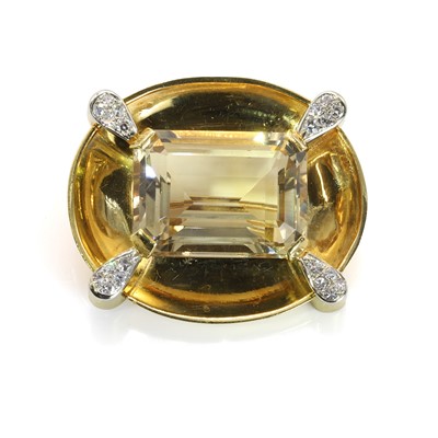 Lot 84 - A citrine and diamond brooch