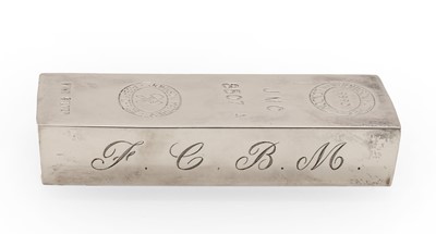 Lot 25 - A Johnson Matthey of London silver ingot