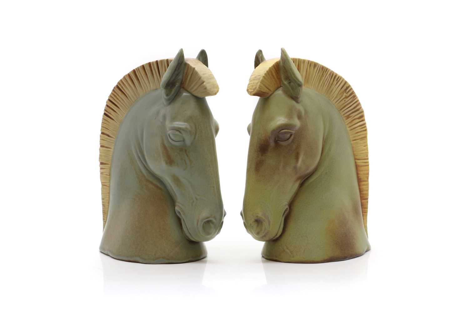 Lot 143 - A pair of Lladro porcelain horseheads