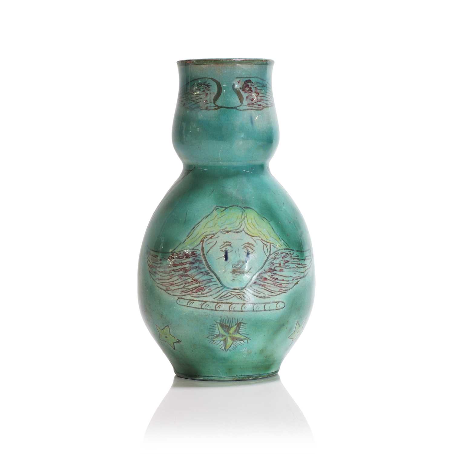 Lot 62 - A Della Robbia pottery gourd vase