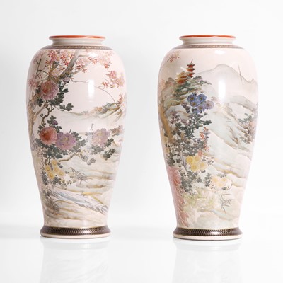 Lot 266 - A pair of Japanese Satsuma ware vases