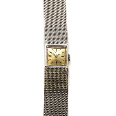 Lot 375 - An 18ct white gold Ermaten mechanical bracelet watch