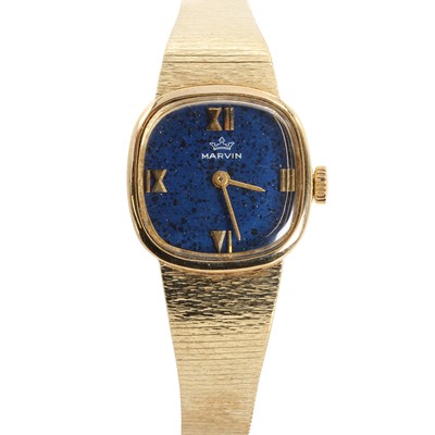 Lot 371 - A 14ct gold Marvin ladies mechanical bracelet watch