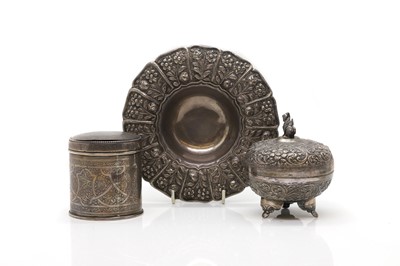 Lot 15 - Three Indian white metal items