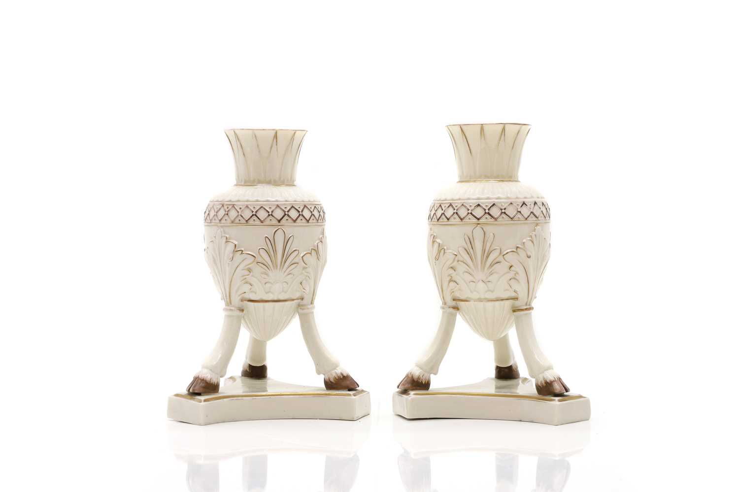 Lot 111 - A pair of Belleek porcelain vases
