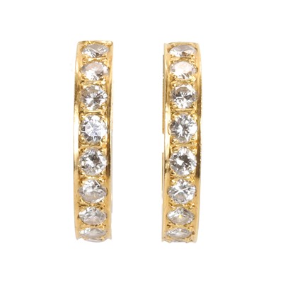 Lot 201 - A pair of diamond hoop earrings